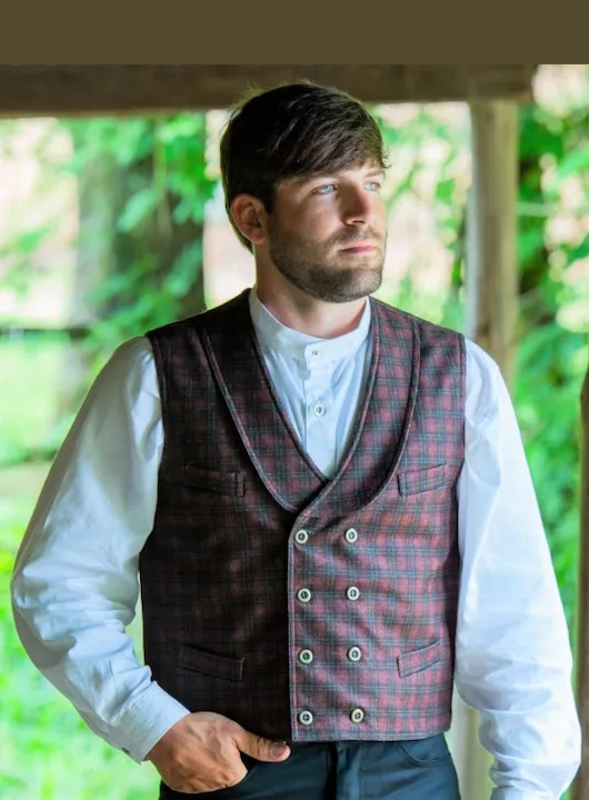 (image for) Deadwood Dude Plaid Vest Double Breasted Shawl Collar